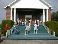 gathering at the church